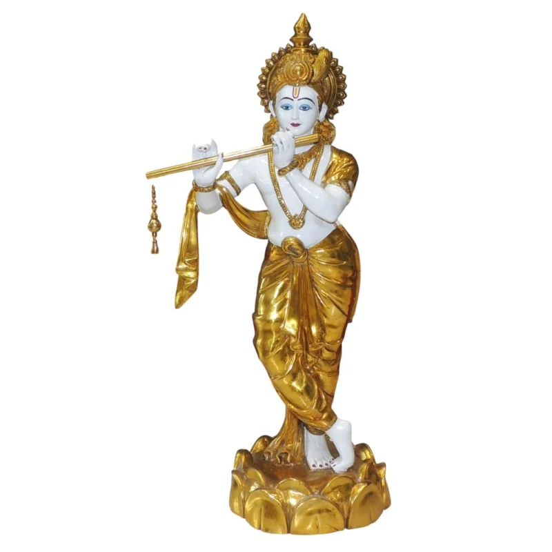 Krishna Ji with Flute Idol in Brass, 53.54 kg