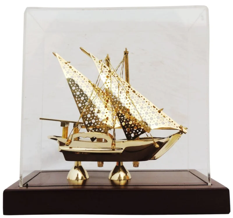Brass Ship Covered With Box, 8.5 inch, design MR238-E