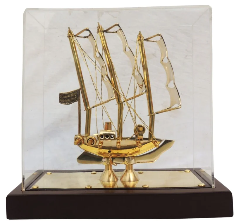 Brass Ship Covered With Box, 8.5 inch, design MR238-D