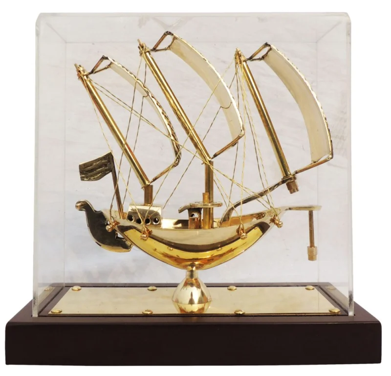 Brass Ship Covered With Box, 8.5 inch, design MR238-B – Antique Décor