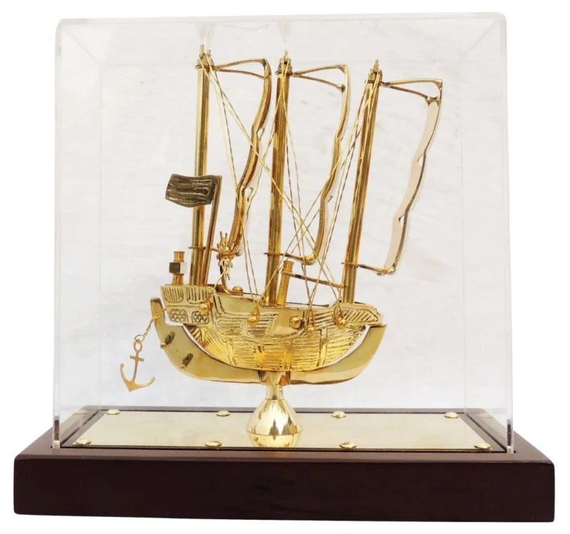 Brass Ship Covered With Box, 8.5 inch, design MR238-A