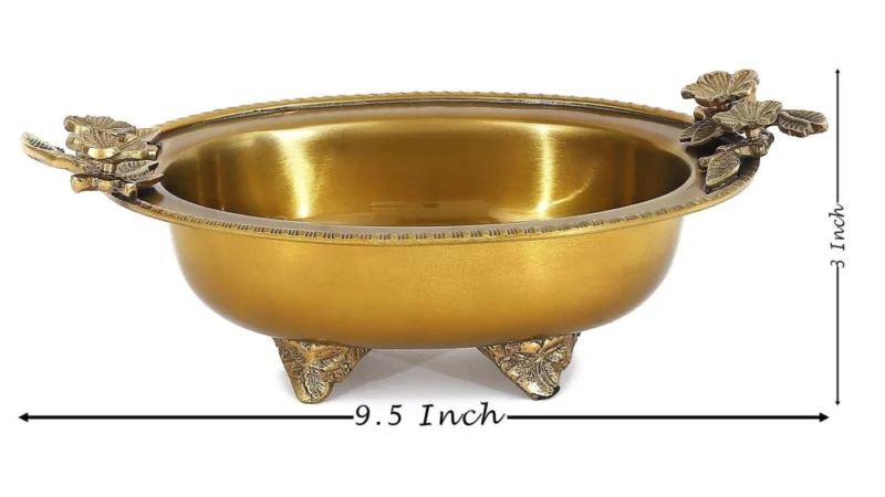 Brass Urli Bowl for Floating Flowers, 9.5 inch