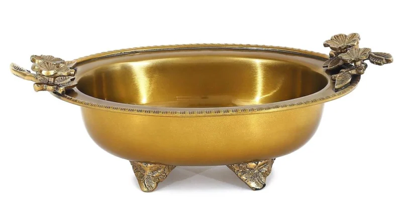 Brass Urli Bowl for Floating Flowers, 9.5 inch