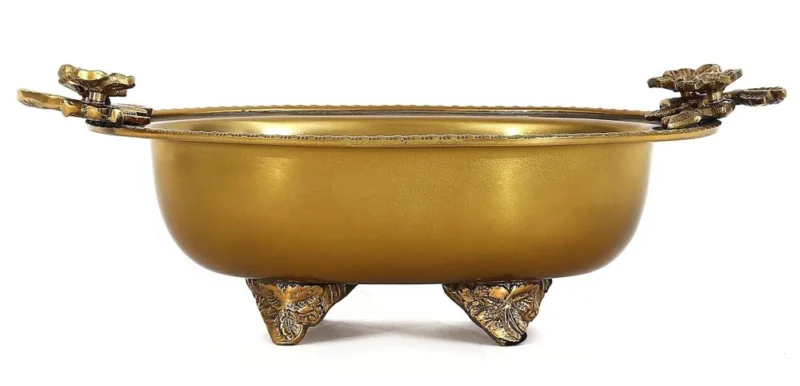 Brass Urli Bowl for Floating Flowers, 9.5 inch