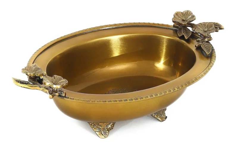 Brass Urli Bowl for Floating Flowers, 9.5 inch
