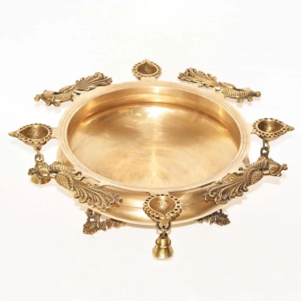 Brass Urli Bowl for Floating Flowers, 17.5 inch, brass, Vedikcraft Moradabad