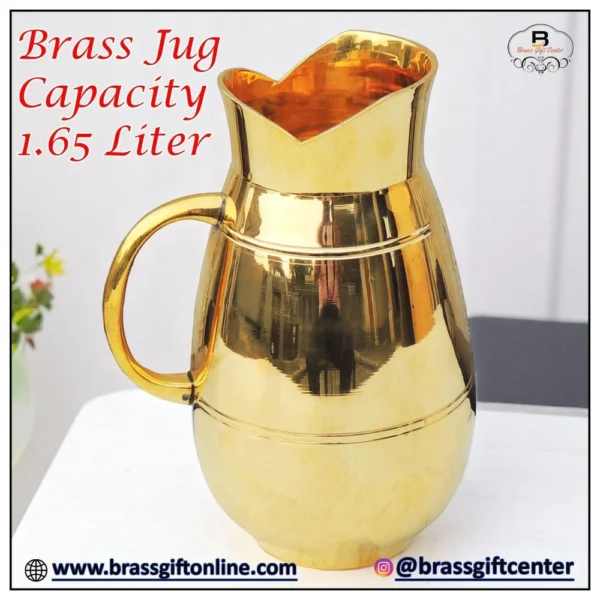 Brass Jug, 9 inch, 1.11 kg, brass, Vedikcraft Moradabad