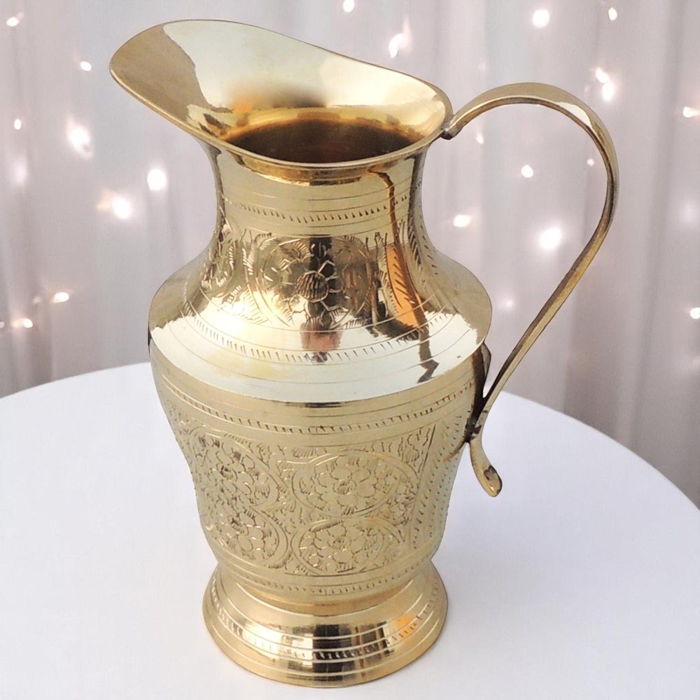 Brass Jug, 8.5 inch, brass, Vedikcraft Moradabad