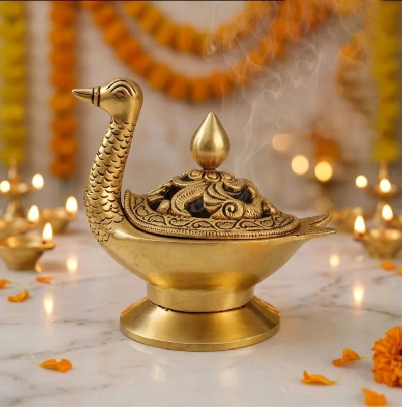 Brass Loban Dan for Pooja, 4 inch, 500 g