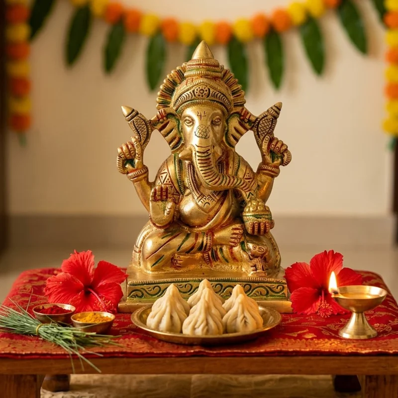 Ganesh Ji Idol in Brass, 5.5 inch, design BS1410-G