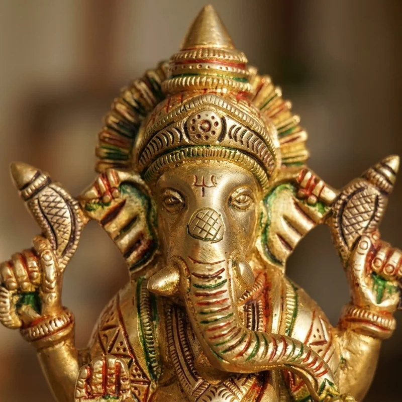 Ganesh Ji Idol in Brass, 5.5 inch, design BS1410-G