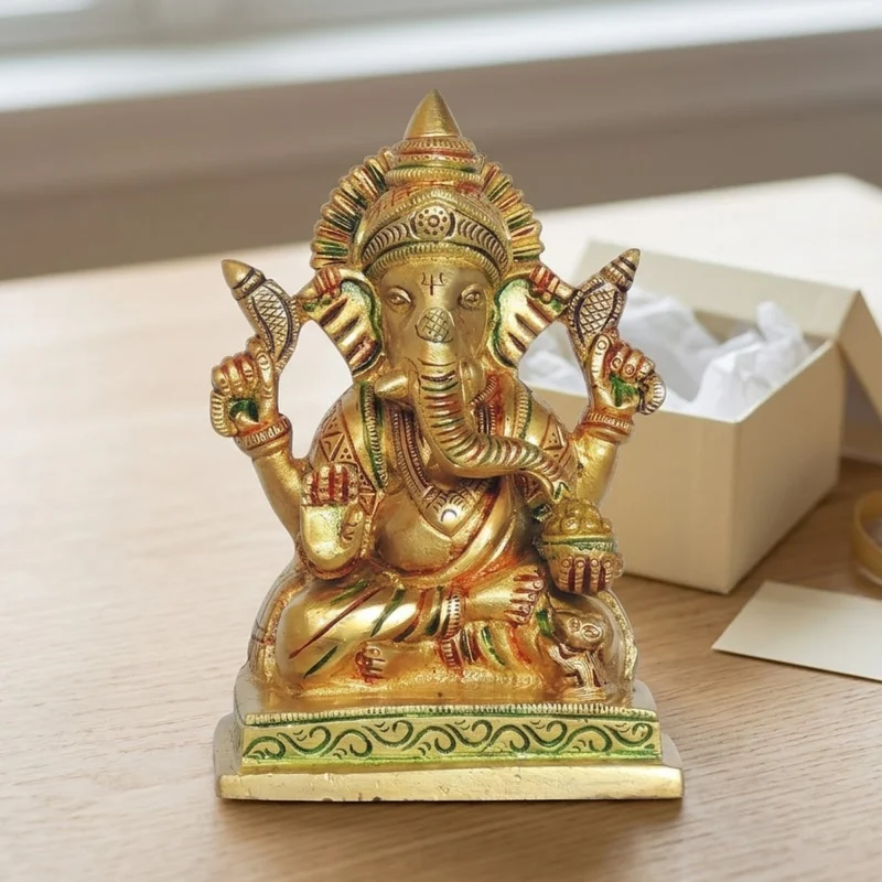 Ganesh Ji Idol in Brass, 5.5 inch, design BS1410-G