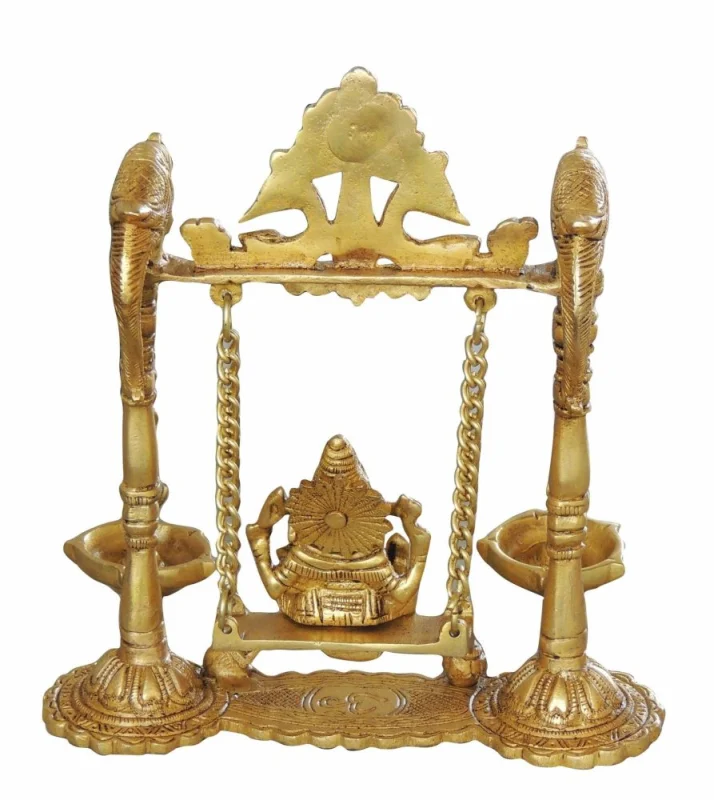 Ganesh Ji Idol in Brass, on Jhula (Parrot)