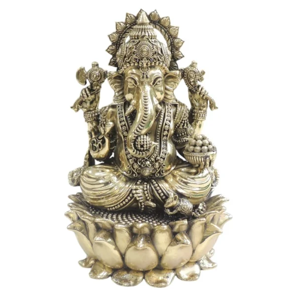 Ganesh Ji Idol in Brass (Large), 9 inch, brass, Vedikcraft Moradabad