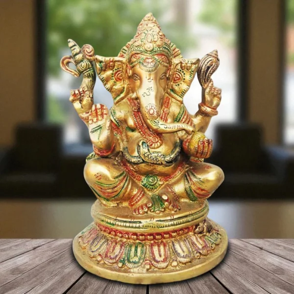 Ganesh Ji Idol in Brass, 8 inch, 2.85 kg, brass, Vedikcraft Moradabad