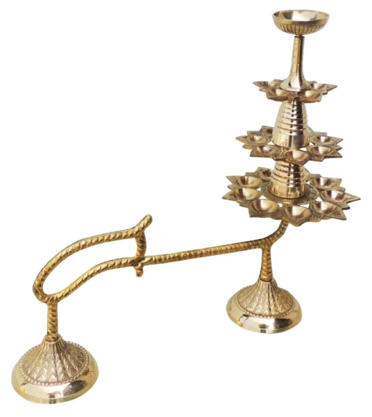 Brass Stand Diya (Deepak) (Arti Bati), 12.5 inch, brass, Vedikcraft Moradabad