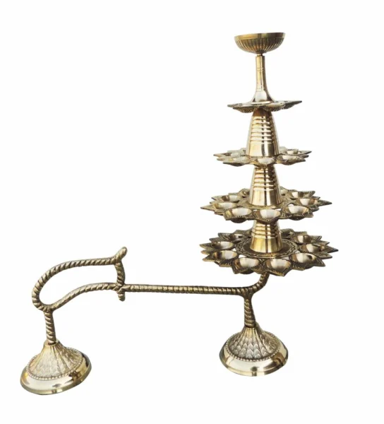 Brass Stand Diya (Deepak) (Arti Bati), 15 inch, brass, Vedikcraft Moradabad
