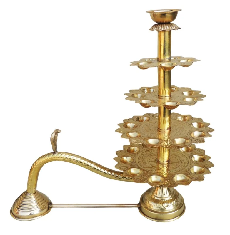 Brass Stand Diya (Deepak) (Arti Bati), 19 inch