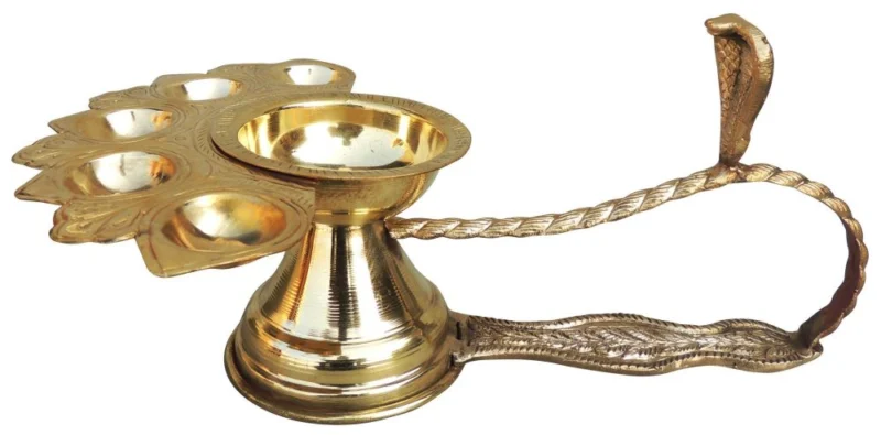 Brass Stand Diya (Deepak) (Arti Bati), 5.5 inch