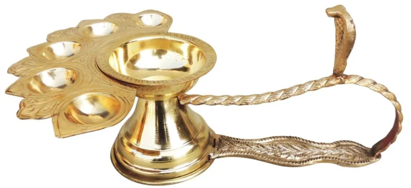 Brass Stand Diya (Deepak) (Arti Bati), 5.5 inch