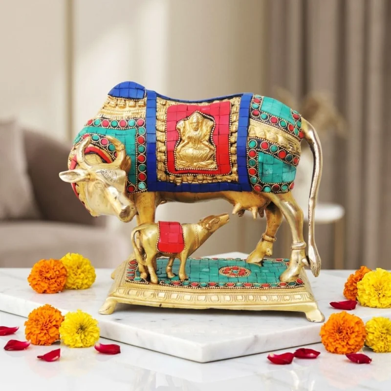 Brass Cow Showpiece (Gaye Bachadha) – for Table Décor