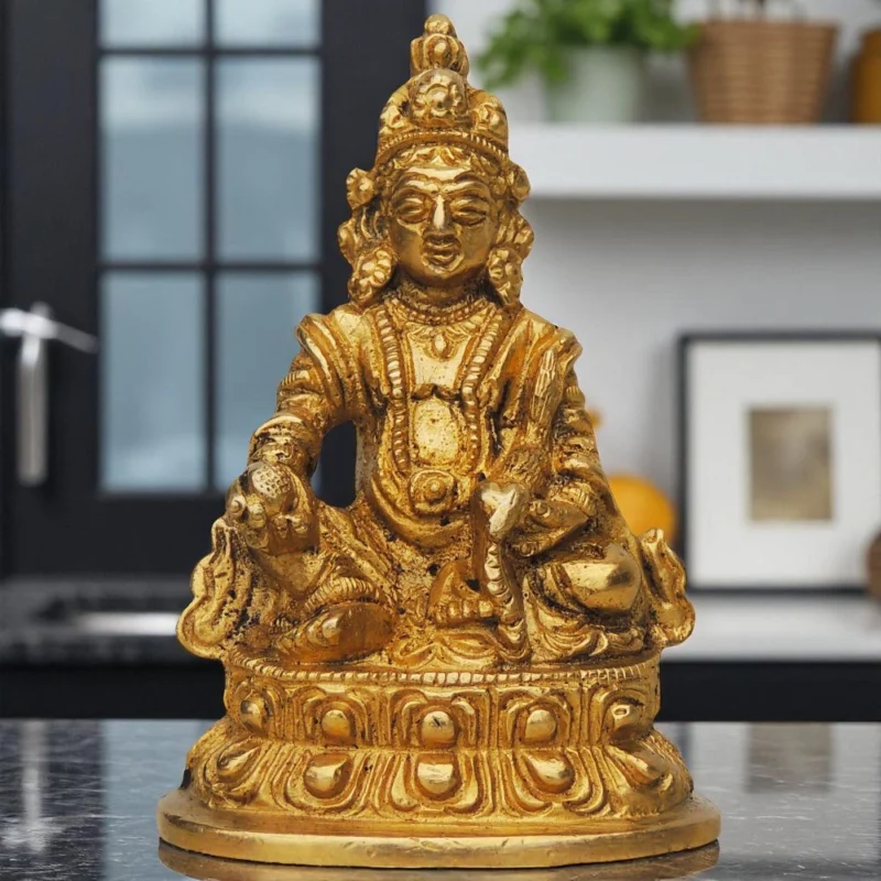 Kuber Ji Idol in Brass (Center), 3.5 inch – for Desk and Car