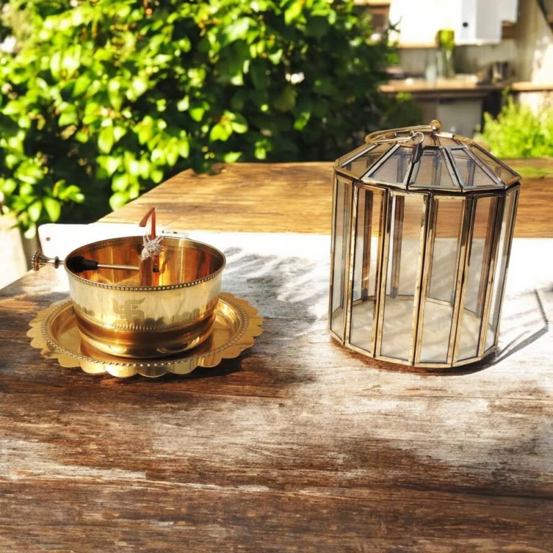 Brass Table Oil Lamp (Samai), 6.5 inch, 900 g