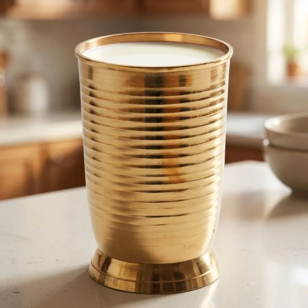 Brass Glass (Gilas), 280 ml (Silai), brass, Vedikcraft Moradabad