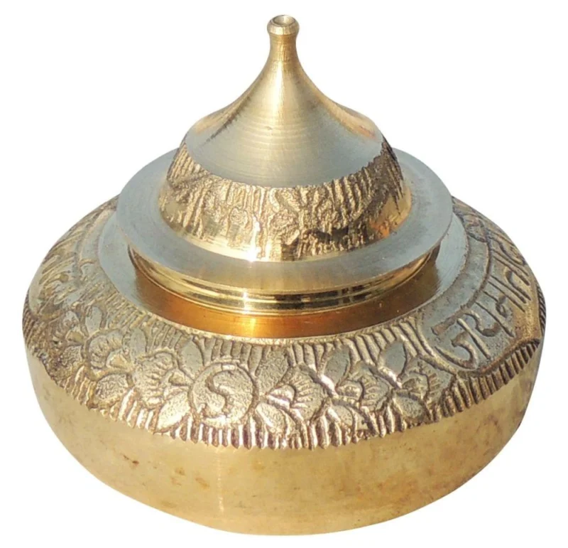 Brass Pooja Accessory for Pooja (Sindoor Dani), 2.2 inch