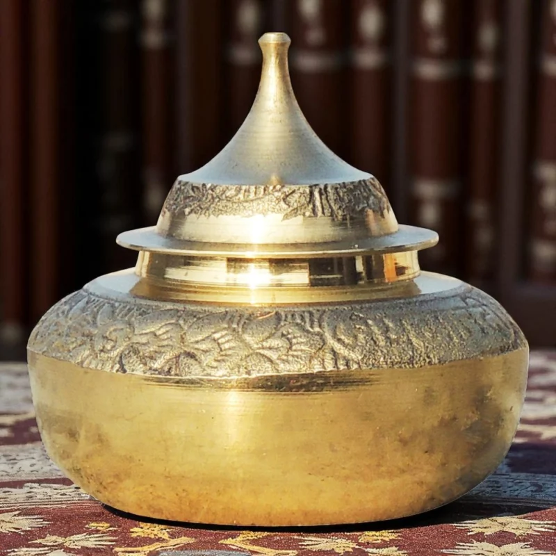 Brass Pooja Accessory for Pooja (Sindoor Dani), 2.4 inch, 60 g