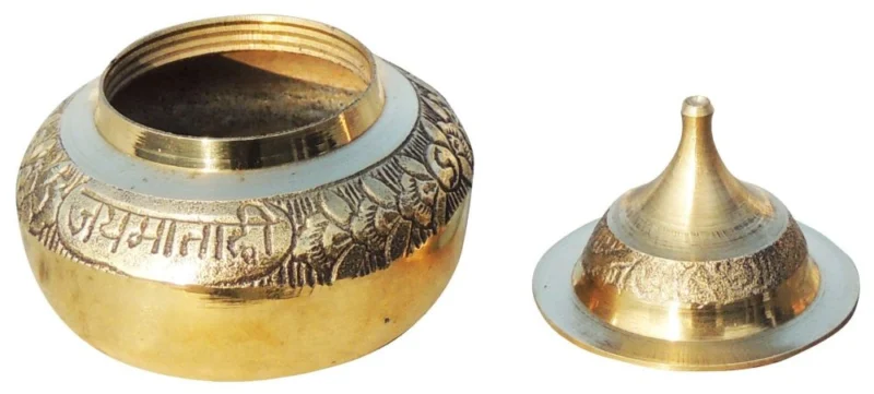 Brass Pooja Accessory for Pooja (Sindoor Dani), 2.4 inch, 40 g