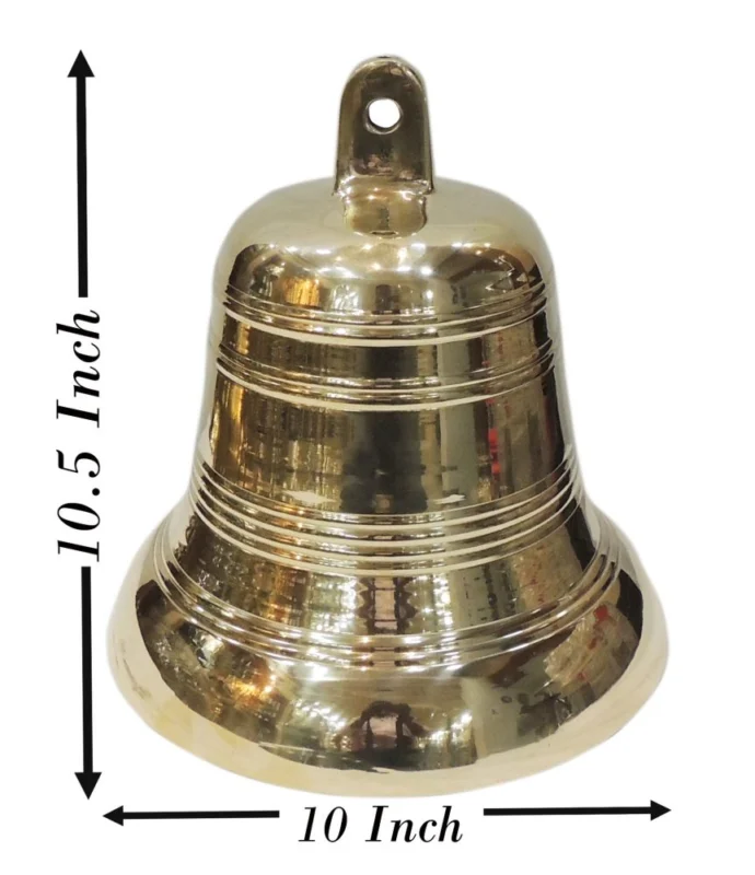 Brass Hanging Temple Bell (Ghanti), 10.5 inch, 6.16 kg