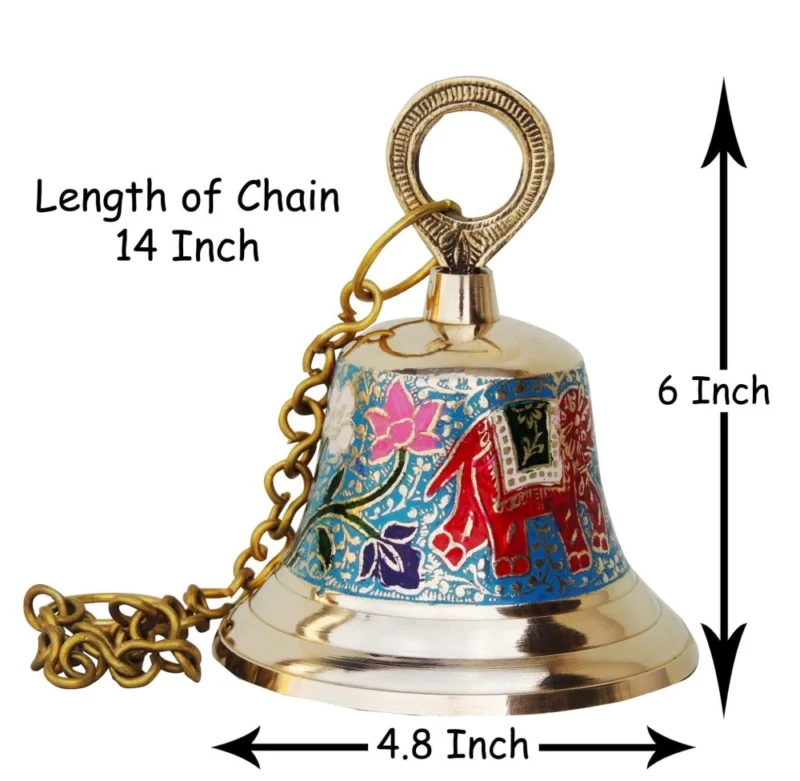 Brass Hanging Temple Bell (Ghanti), 6 inch, 490 g