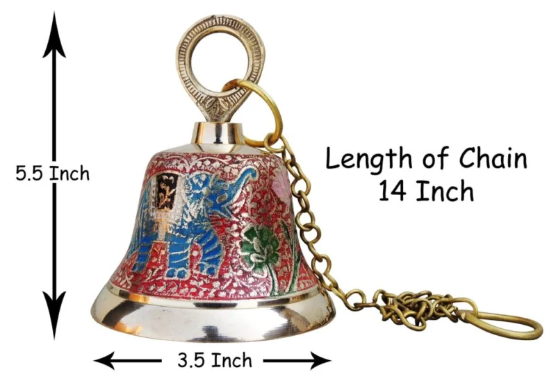 Brass Hanging Temple Bell (Ghanti), 5.5 inch, 370 g
