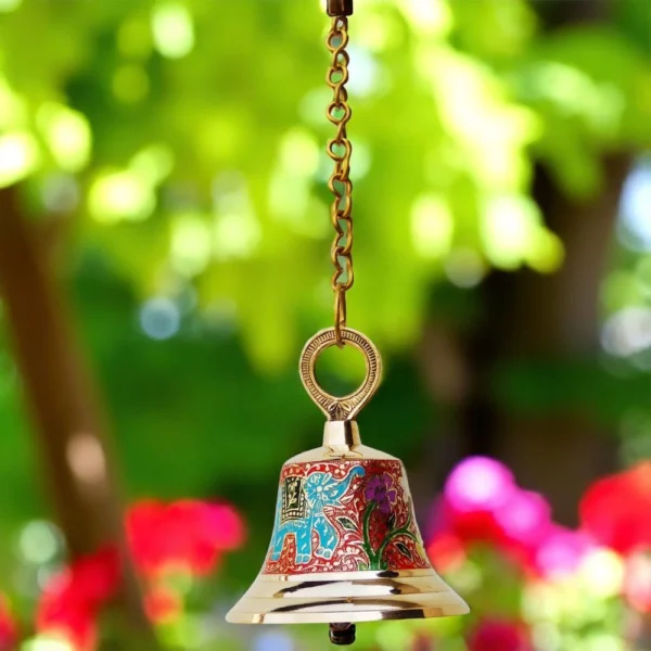 Brass Hanging Temple Bell (Ghanti), 6 inch, brass, Vedikcraft Moradabad