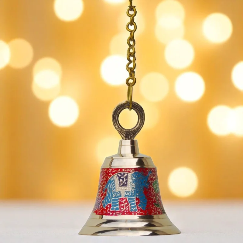 Brass Hanging Temple Bell (Ghanti), 6.5 inch, 630 g