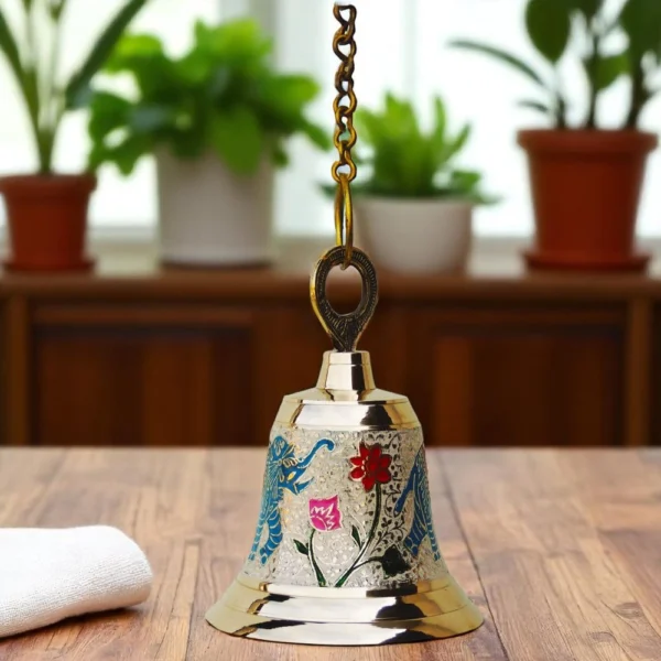 Brass Hanging Temple Bell (Ghanti), 7 inch, brass, Vedikcraft Moradabad