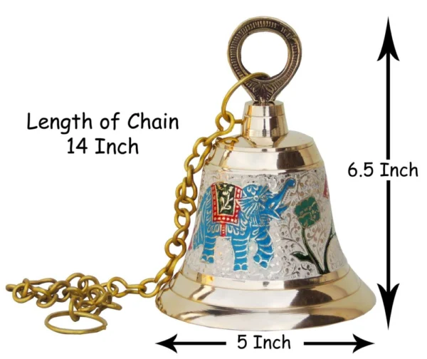 Brass Hanging Temple Bell (Ghanti), 6.5 inch, brass, Vedikcraft Moradabad