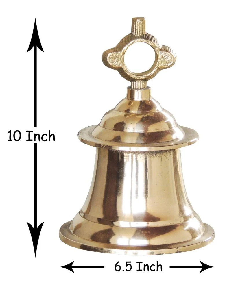 Brass Hanging Temple Bell (Ghanti), 10 inch, 3.36 kg, brass, Vedikcraft Moradabad
