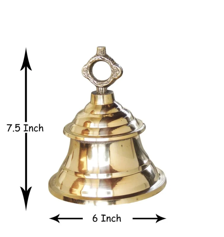 Brass Hanging Temple Bell (Ghanti) (Ghanta), 7.5 inch