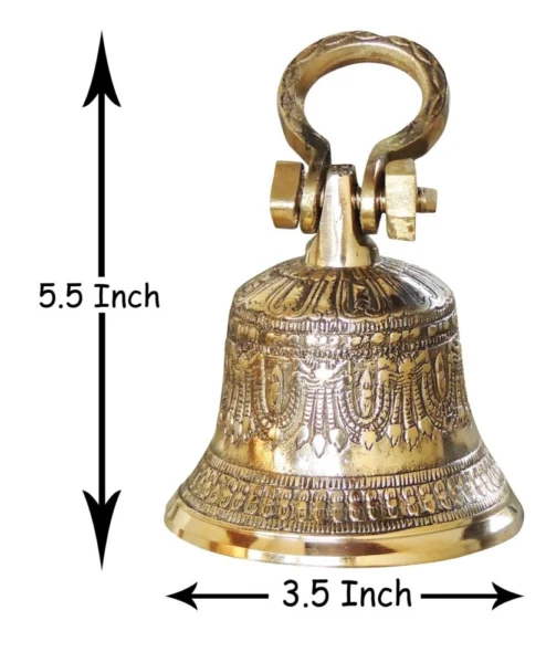 Brass Hanging Temple Bell (Ghanti), 5.5 inch, brass, Vedikcraft Moradabad