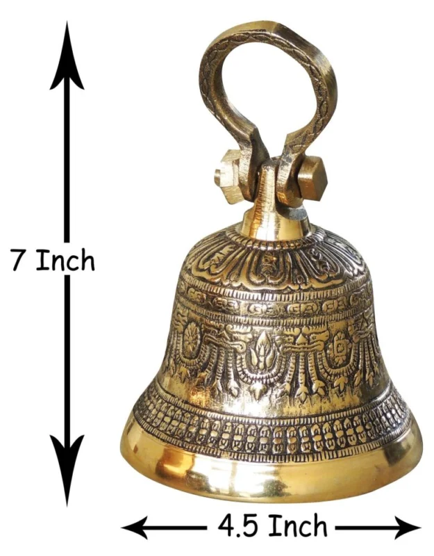Brass Hanging Temple Bell (Ghanti), 7 inch