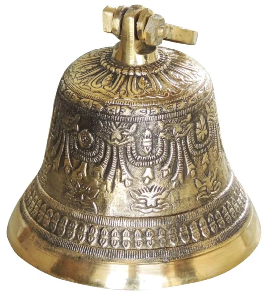 Brass Hanging Temple Bell (Ghanti), 8.5 inch, brass, Vedikcraft Moradabad