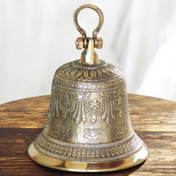 Brass Hanging Temple Bell (Ghanti), 10.5 inch, brass, Vedikcraft Moradabad