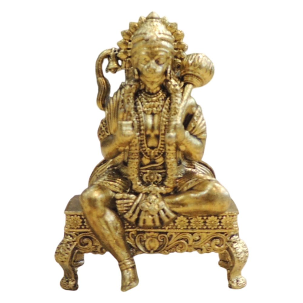 Hanuman Ji Idol in Brass, with Chowki, 2.5 inch, brass, Vedikcraft Moradabad
