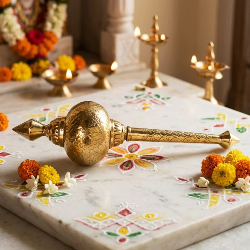 Brass Hanuman Gada for Pooja, 22 inch