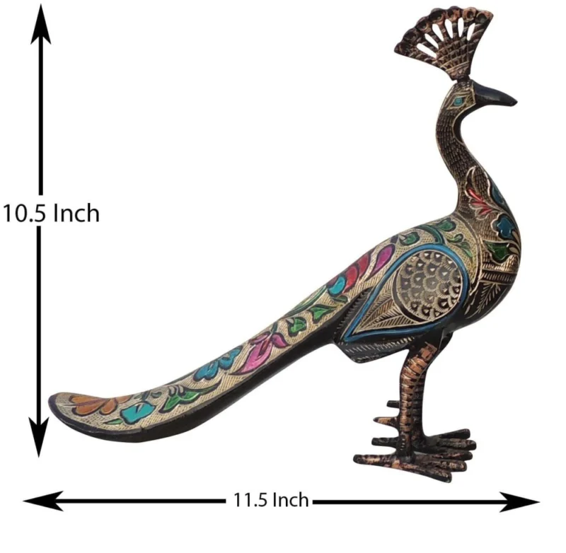Brass Peacock Showpiece Pair, 10.5 inch, design AN250-C