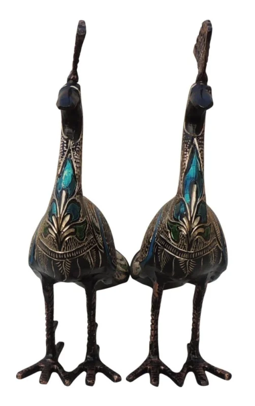 Brass Peacock Showpiece Pair, 10.5 inch, design AN250-C
