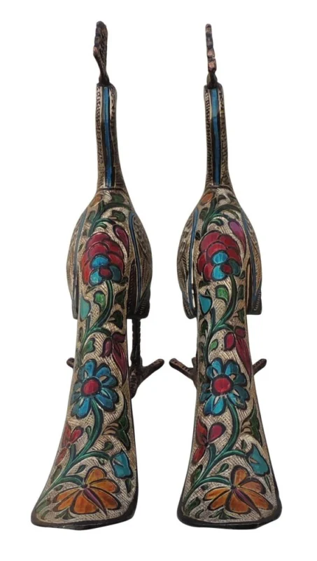 Brass Peacock Showpiece Pair, 10.5 inch, design AN250-C