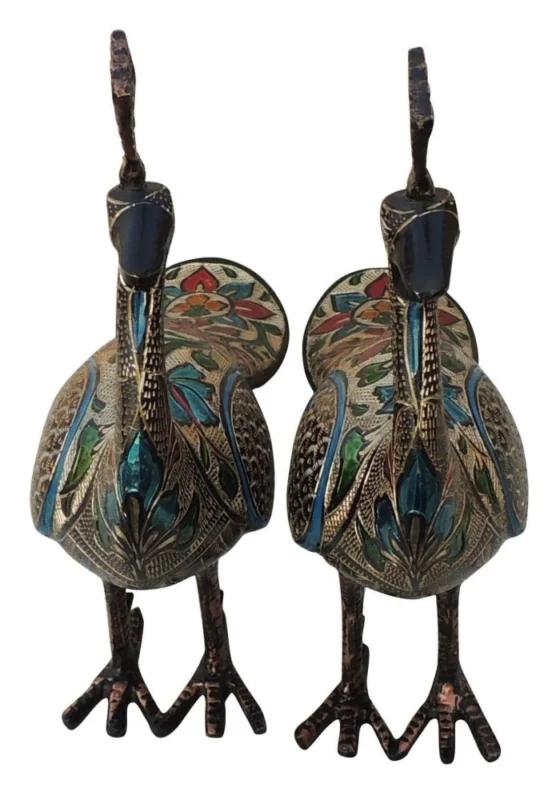 Brass Peacock Showpiece Pair, 13 inch, design AN250-D